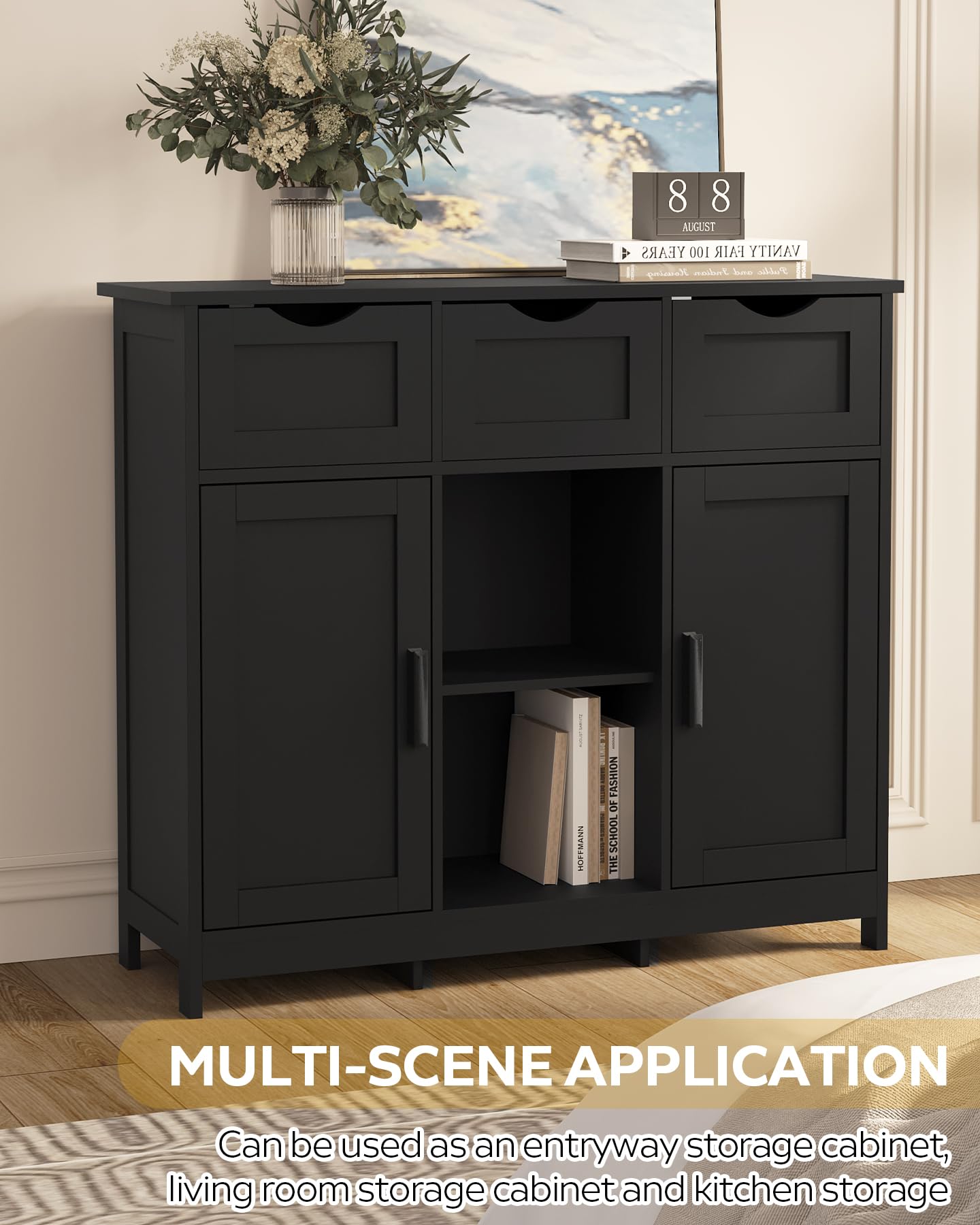 Wooden Storage Cabinet with Drawers & Shelves - Living Room, Bedroom Decor