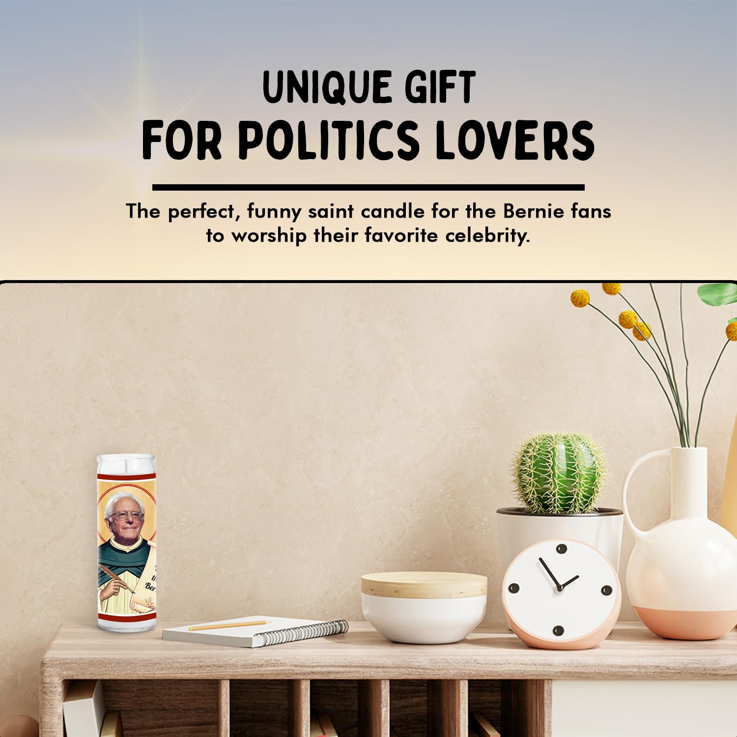 Bernie Sanders Soy Wax Candle - Funny Saint Candle in Glass Jar - Unique Gift for Democracy Lovers - Perfect for Home Decor & Gifting