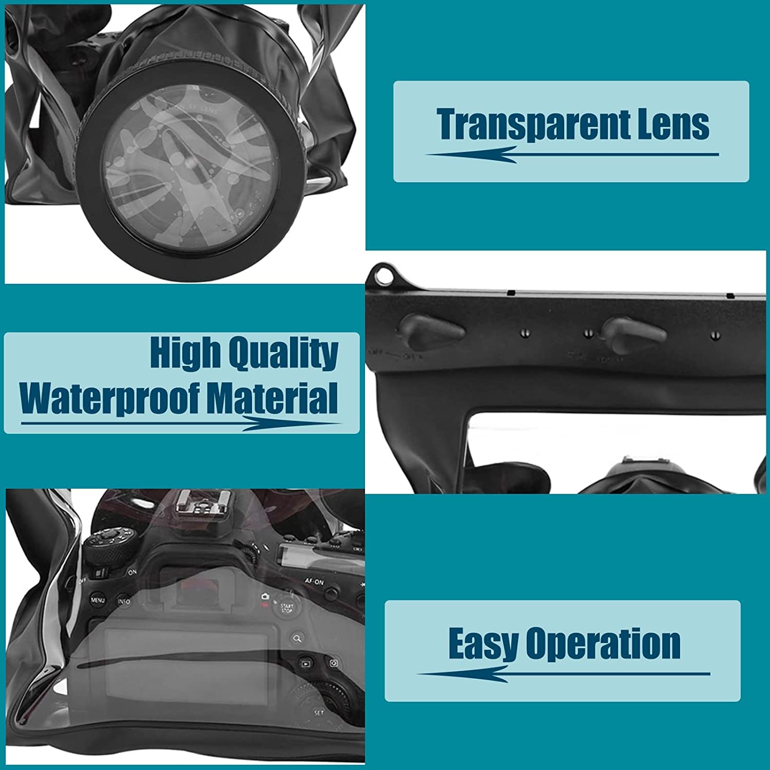 Universal Waterproof DSLR Camera Diving Case - 20M Deep Underwater Housing for Canon Nikon Sony - Portable Dive Bag for Scuba Snorkeling Photography (Black)