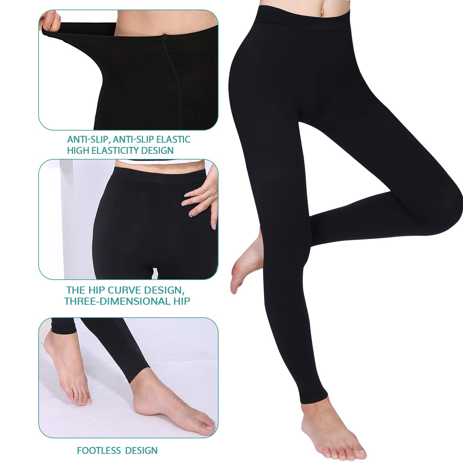 Firm Compression Stockings 20-30mmHg for Women & Men - Varicose Veins & Edema Relief, Black (Medical Support for Work & Travel)