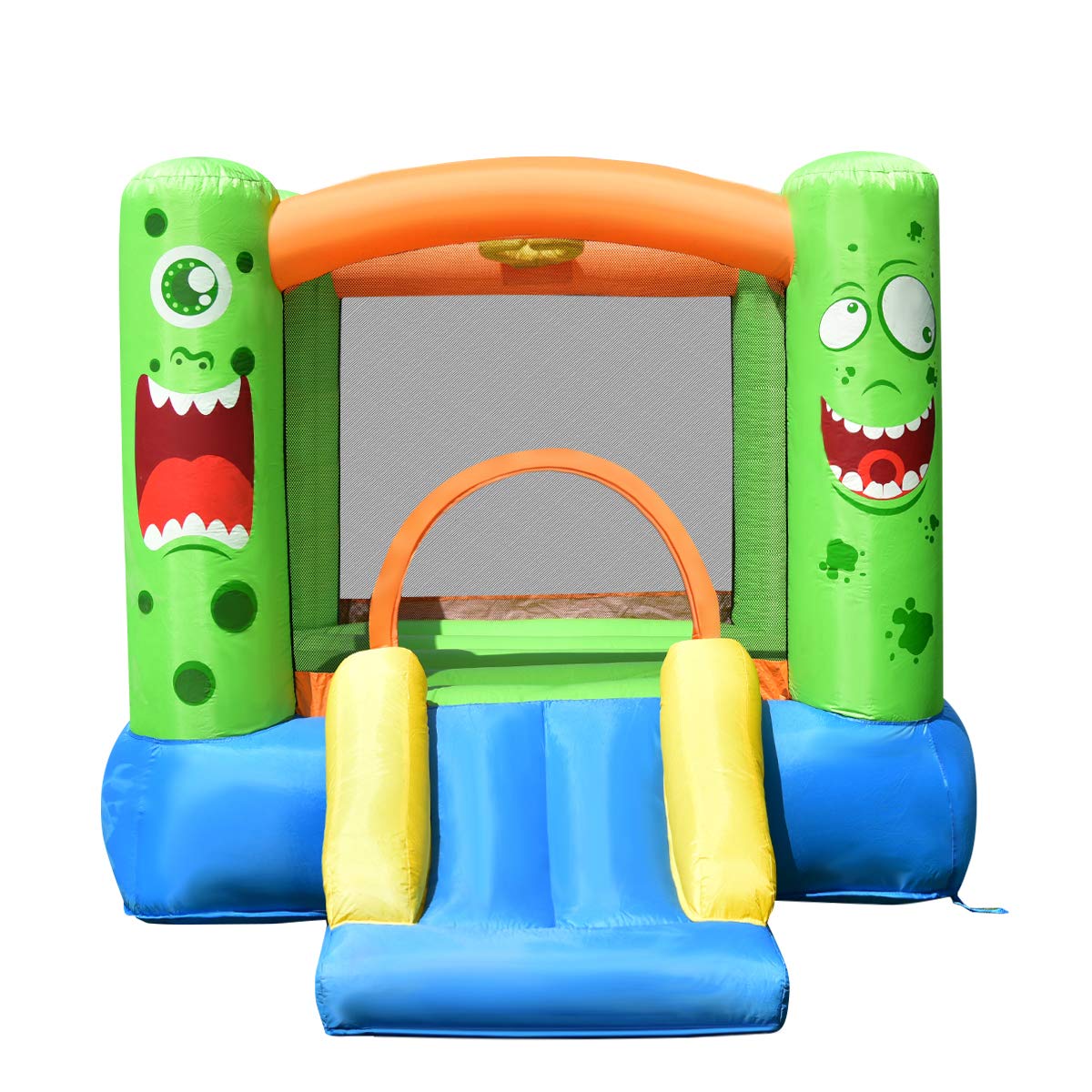 Costzon Inflatable Water Slide Bouncer Castle for Kids - Outdoor Bounce House with Basketball Hoop, Climbing Wall, Splash Pool & Water Cannon | Includes 475W Blower & Carrying Bag | Perfect for Backyard Parties, Summer Fun & Outdoor Play
