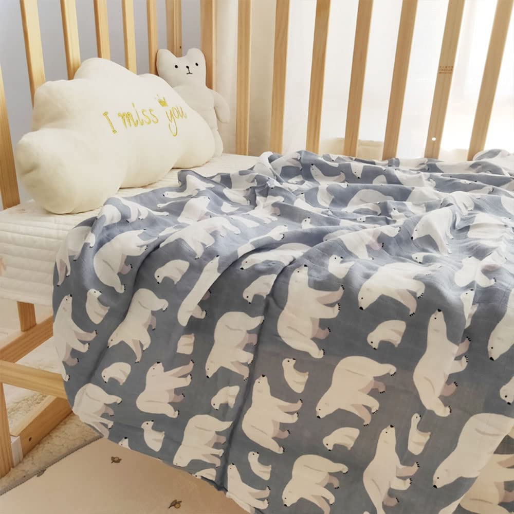 Premium 4-Pack Norinori Muslin Baby Swaddle Blankets - 100% Breathable Soft Cotton 47x47 Inch for Newborns | Multi-Use Swaddling, Nursing Cover & Burp Cloth | Super Durable & Reusable Infant Essentials (Grey)