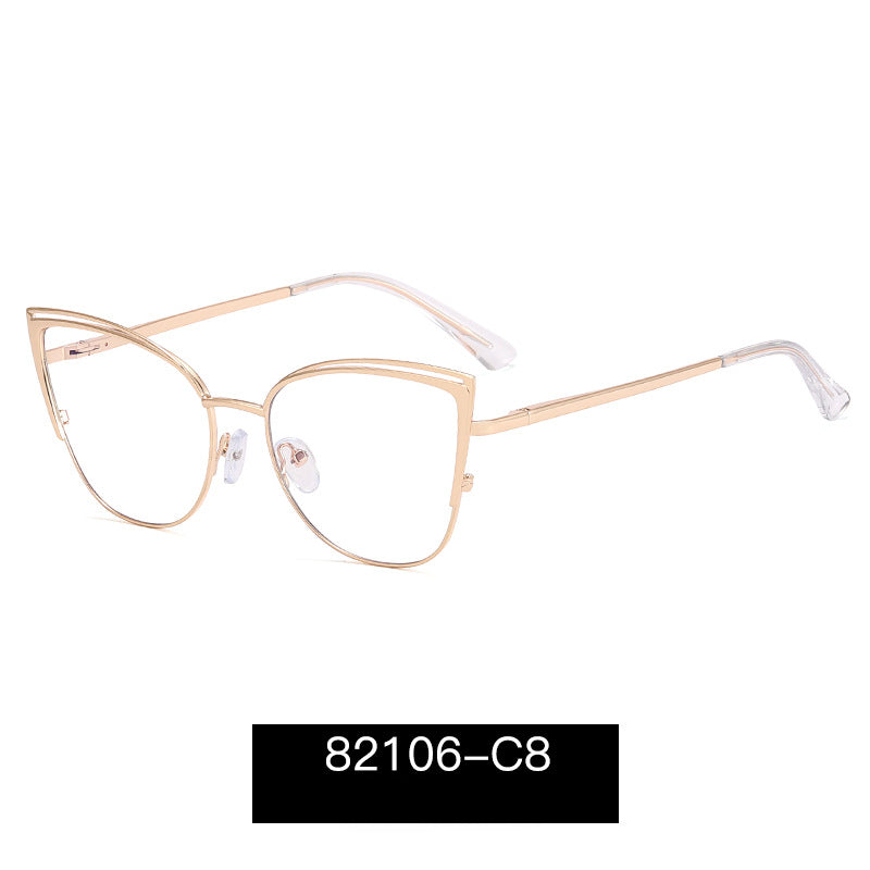 Stylish Metal Cat Eye Glasses Frames 82106 - Trendy Retro Eyewear for Women | Perfect for Office, Reading & Fashion Accessories