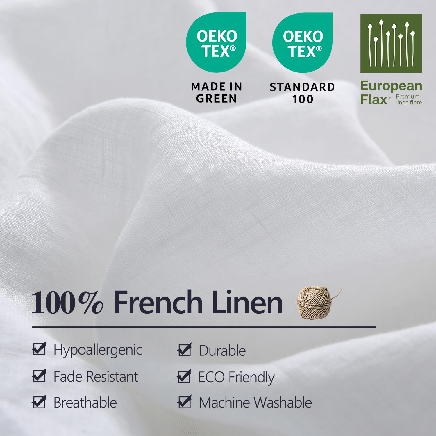 Premium 100% Organic French Linen Sheet Set - Stone Washed Ultra Soft Flax Bedding (Full 4pc, White) | Eco-Friendly Luxury Bed Sheets for Master Bedroom & Guest Room