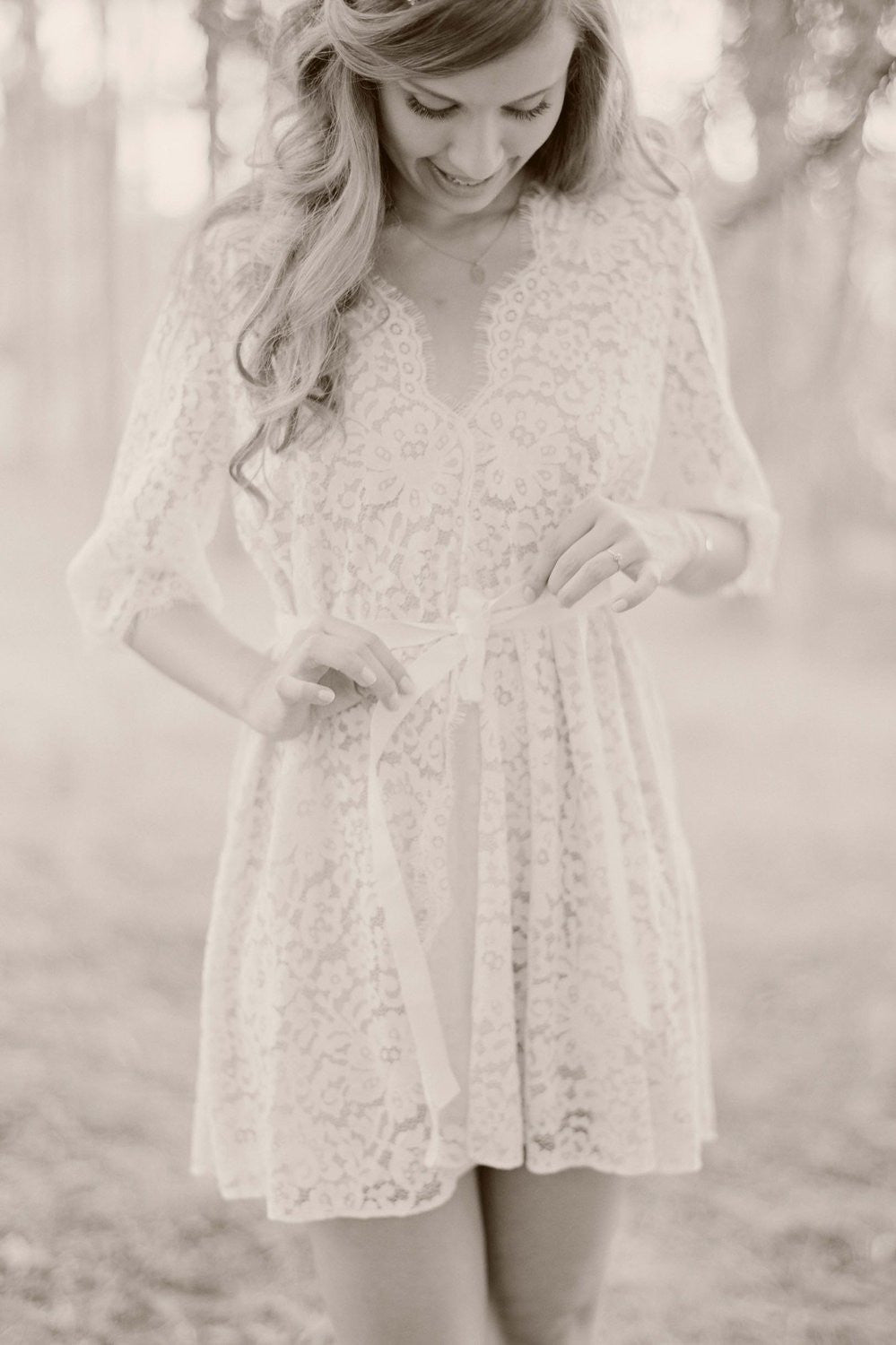 Elegant Elizabeth Lined Lace Robe for Women - Soft Bridal Nightgown, Lingerie Cover Up, Hotel Spa Bathrobe - Perfect for Weddings, Honeymoons & Relaxing at Home