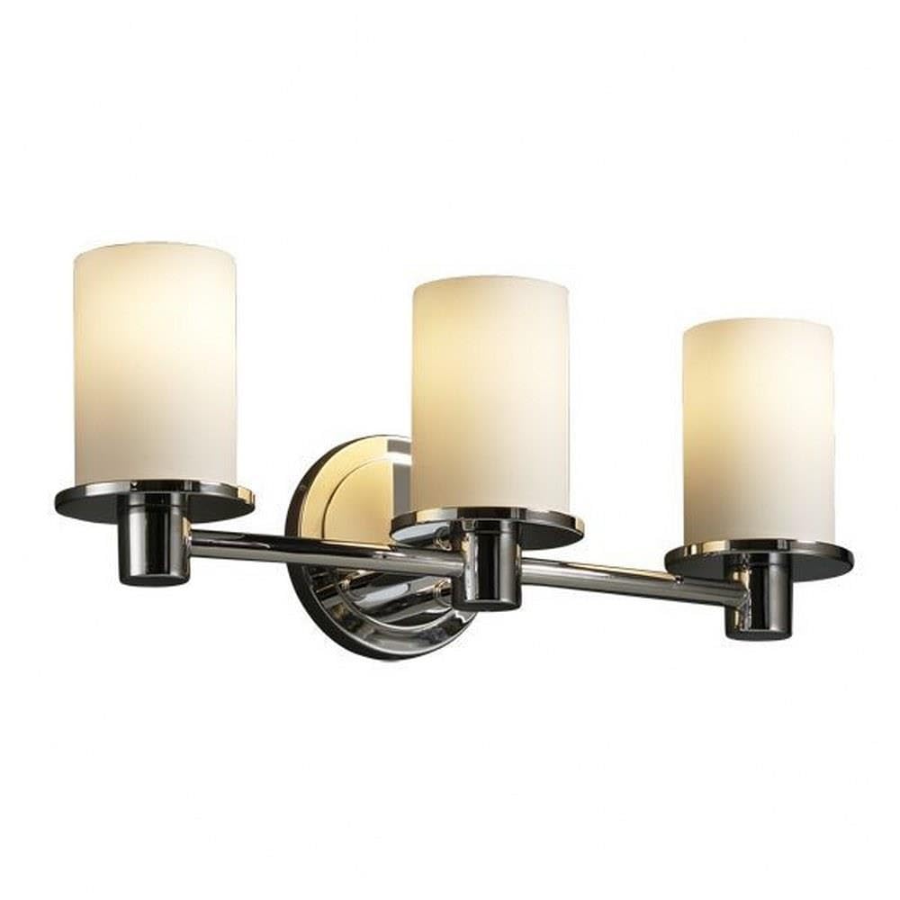 Justice Design Group Fusion 3-Light Bathroom Vanity Light Bar - Polished Chrome Finish with Opal Artisan Glass Shade for Modern Bathroom & Powder Room Lighting