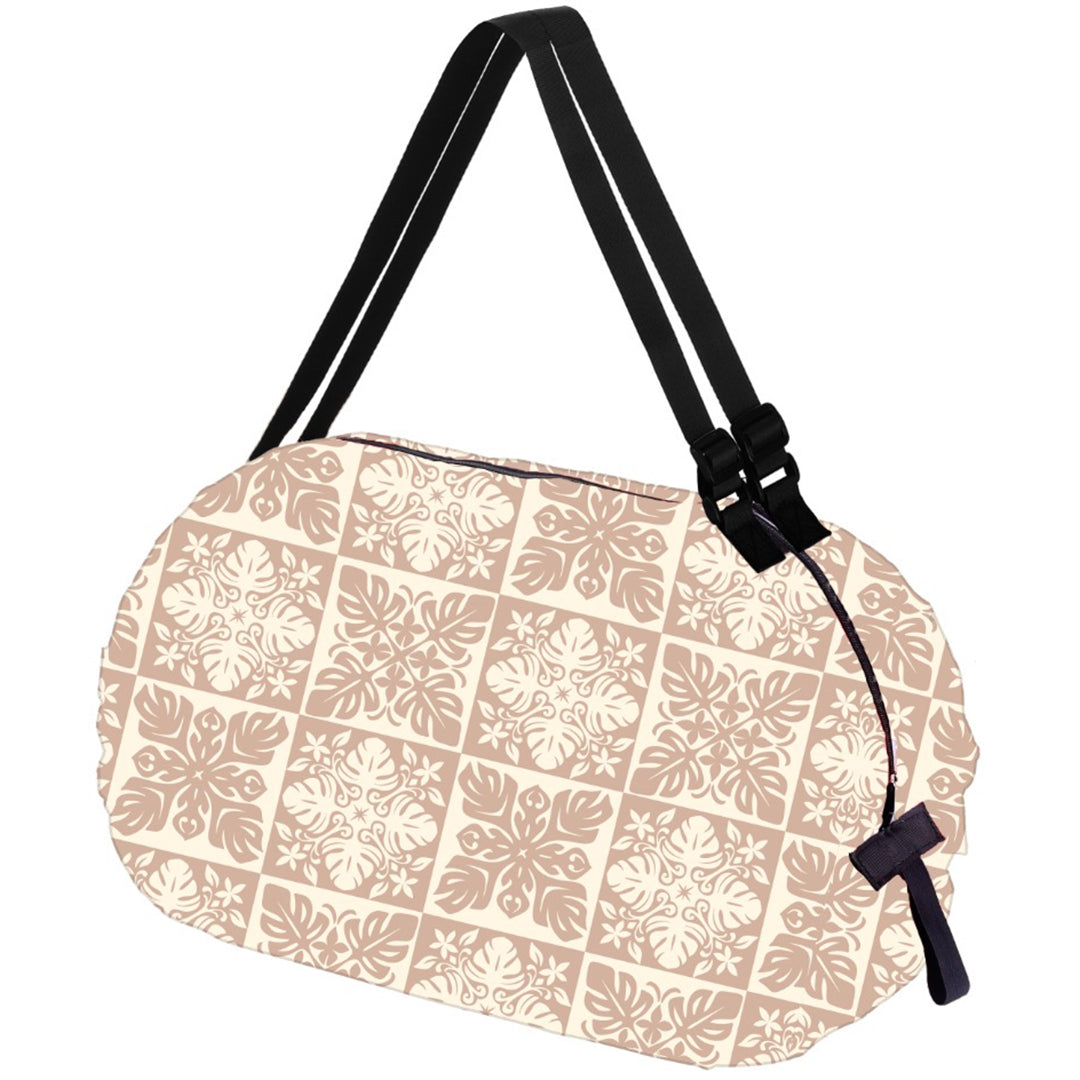 Foldable Jazmine Quilted Shoulder Bag in Beige - Stylish & Compact for Travel, Shopping, and Everyday Use