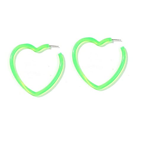 Lightweight Colorful Lucite Resin Heart Hoop Earrings for Women & Girls - 60mm Acrylic Dangling Love Drop Dangle Earrings - Perfect for Valentine's Day, Date Night & Everyday Fashion Accessories