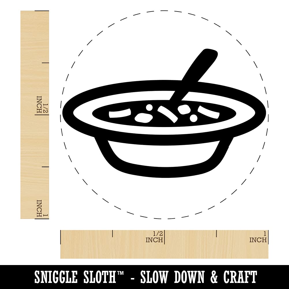 Self-Inking Rubber Stamp for Crafting, Planners & DIY Projects - 1 Inch Medium Bowl of Soup Design with Black Ink - Perfect for Scrapbooking, Journaling & Card Making