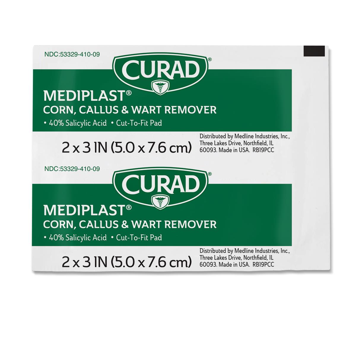 Curad MediPlast Corn, Callus & Wart Remover Pads - 25 Count Box | Fast Pain Relief for Feet & Hands | Perfect for Home Pedicures & Foot Care
