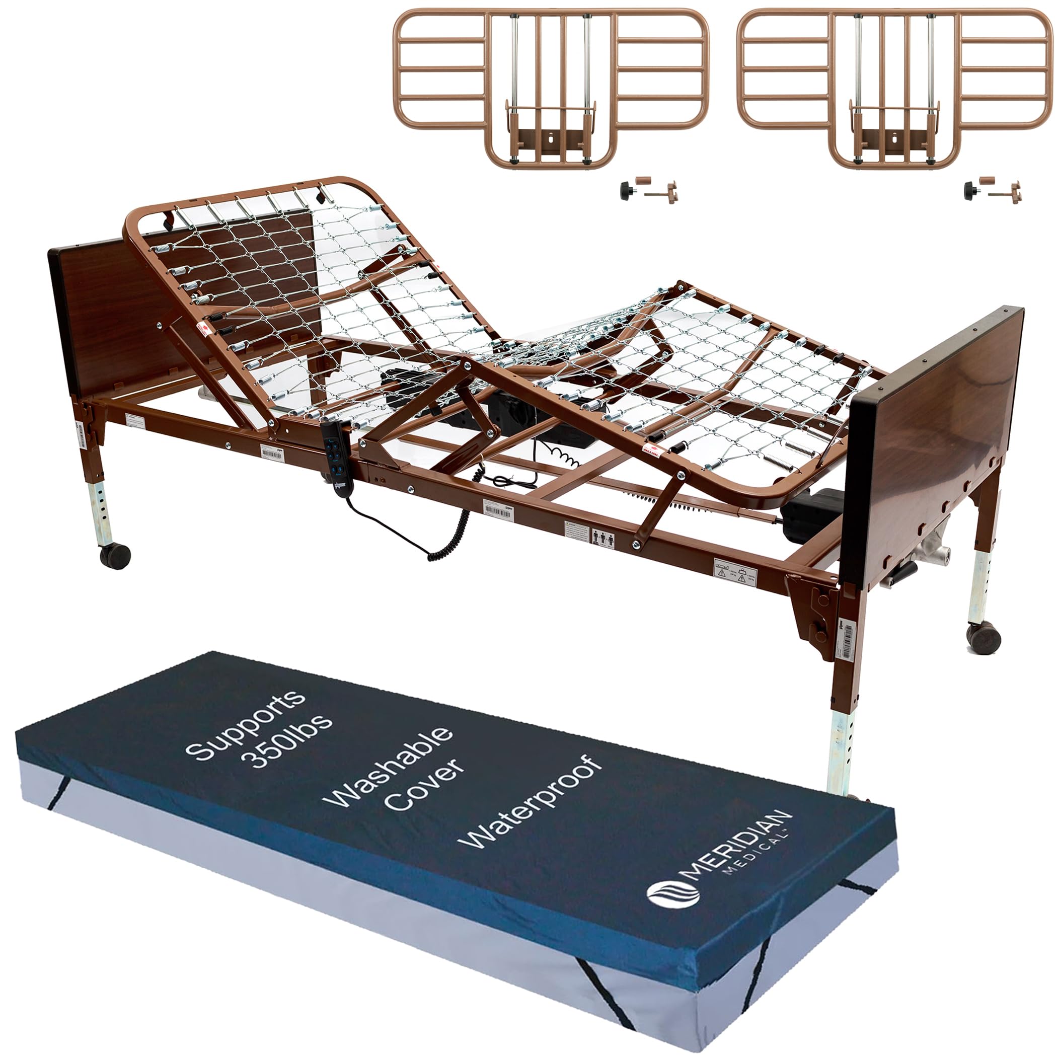 ProBasics Full Electric Adjustable Hospital Bed with Half Rails & Comfort Foam Mattress - Easy Assembly for Home Healthcare & Patient Recovery