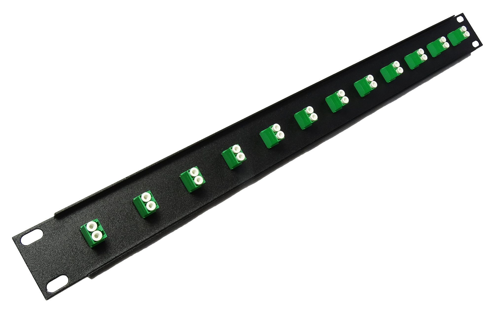 12-Port LC APC Singlemode Fiber Patch Panel with Green Couplers - 1U Loaded 19