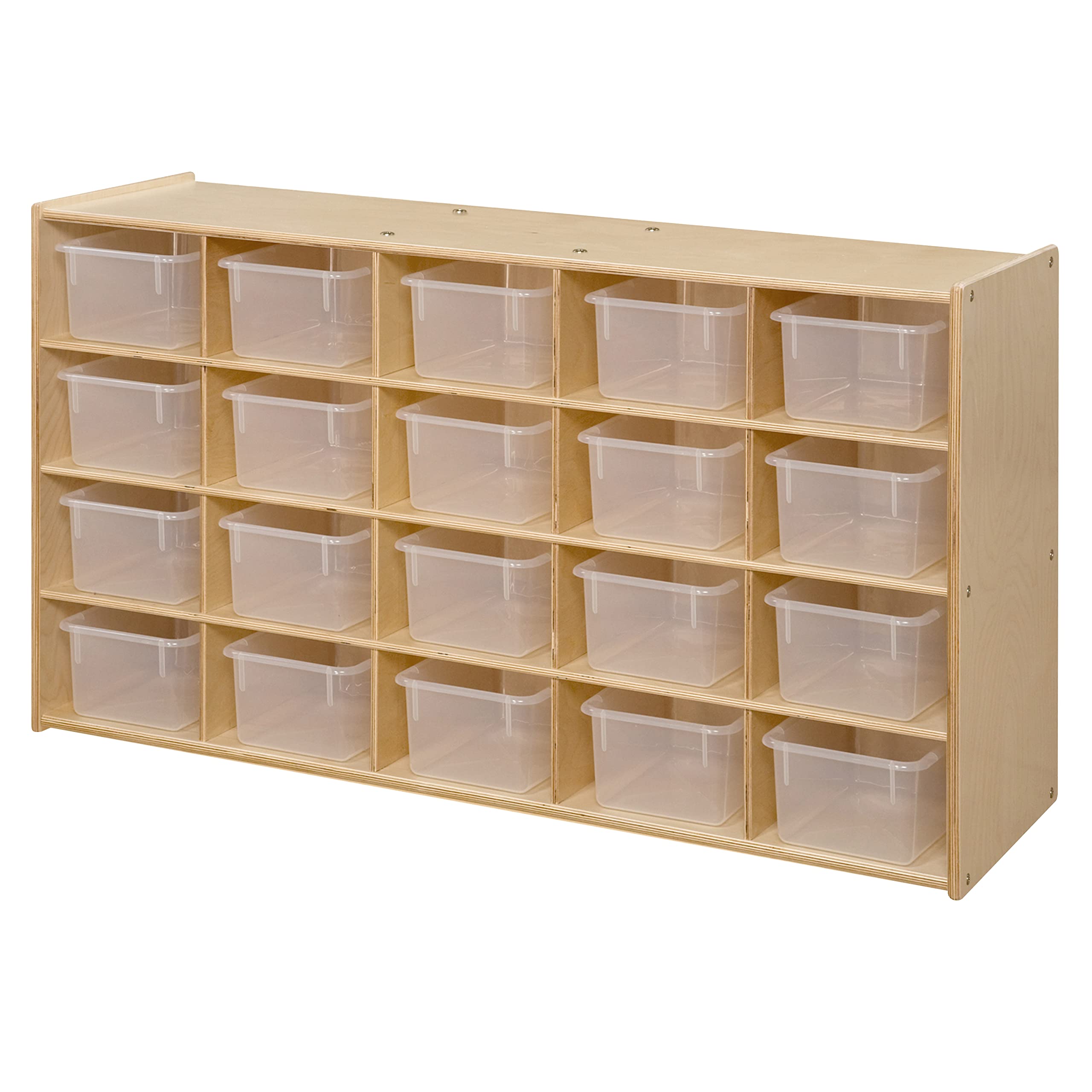 Contender Multi-Section Storage Cabinet with 20 Translucent Bins - Montessori Homeschool & Craft Supplies Organizer | Greenguard Certified [Fully Assembled] - Perfect for Classroom, Playroom & Home Organization