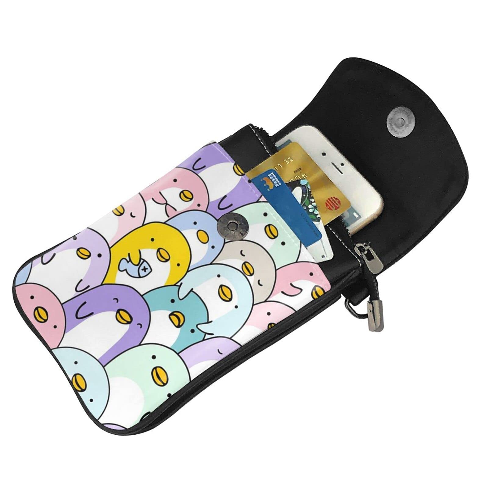 Cute Penguin Kawaii Crossbody Phone Purse for Women - PU Leather Small Wallet Shoulder Bag - Perfect for Daily Use, Travel & Shopping