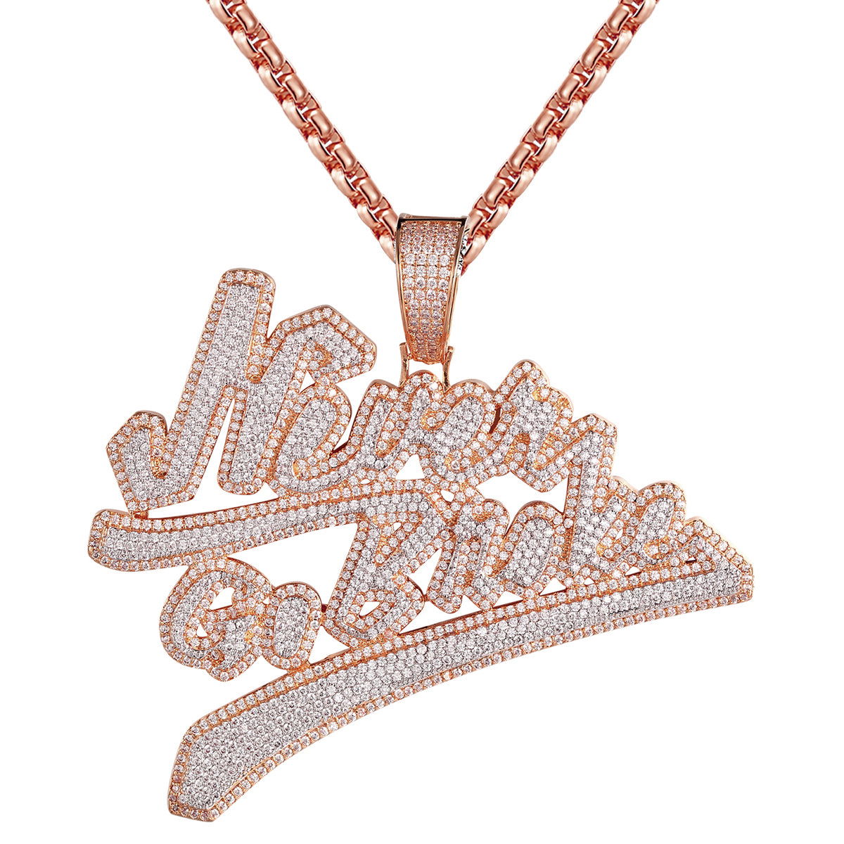 Stylish Rose Gold Tone 3D Bling Rapper Pendant Necklace - Perfect for Hip Hop Fashion, Gift Giving & Rap Music Lovers