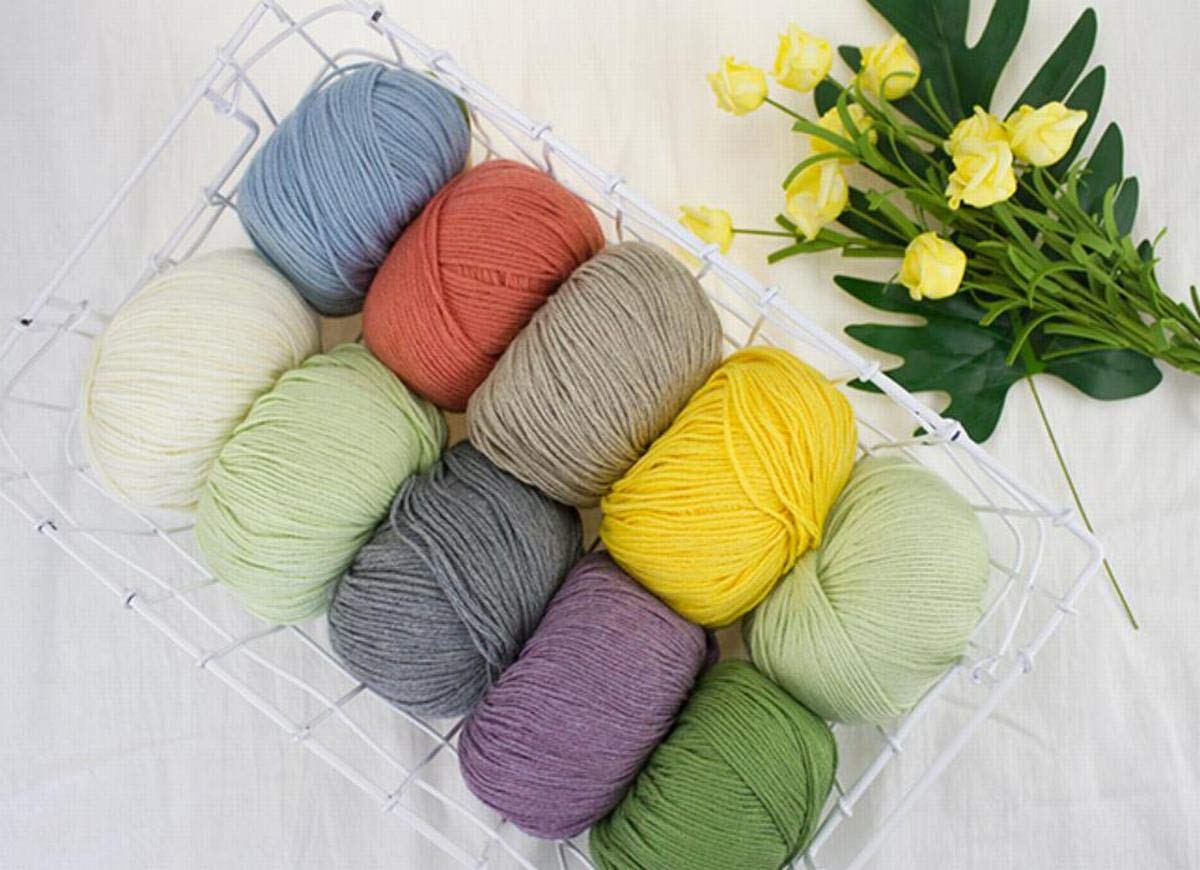 Lotus Yarns 20 Balls Autumn Wind Cotton Cashmere Blend Knitting Yarn - Super Soft Fingering Weight Crochet Yarn for Baby Clothes, Scarves & Sweaters - Perfect for DIY Knitting Projects & Handmade Gifts