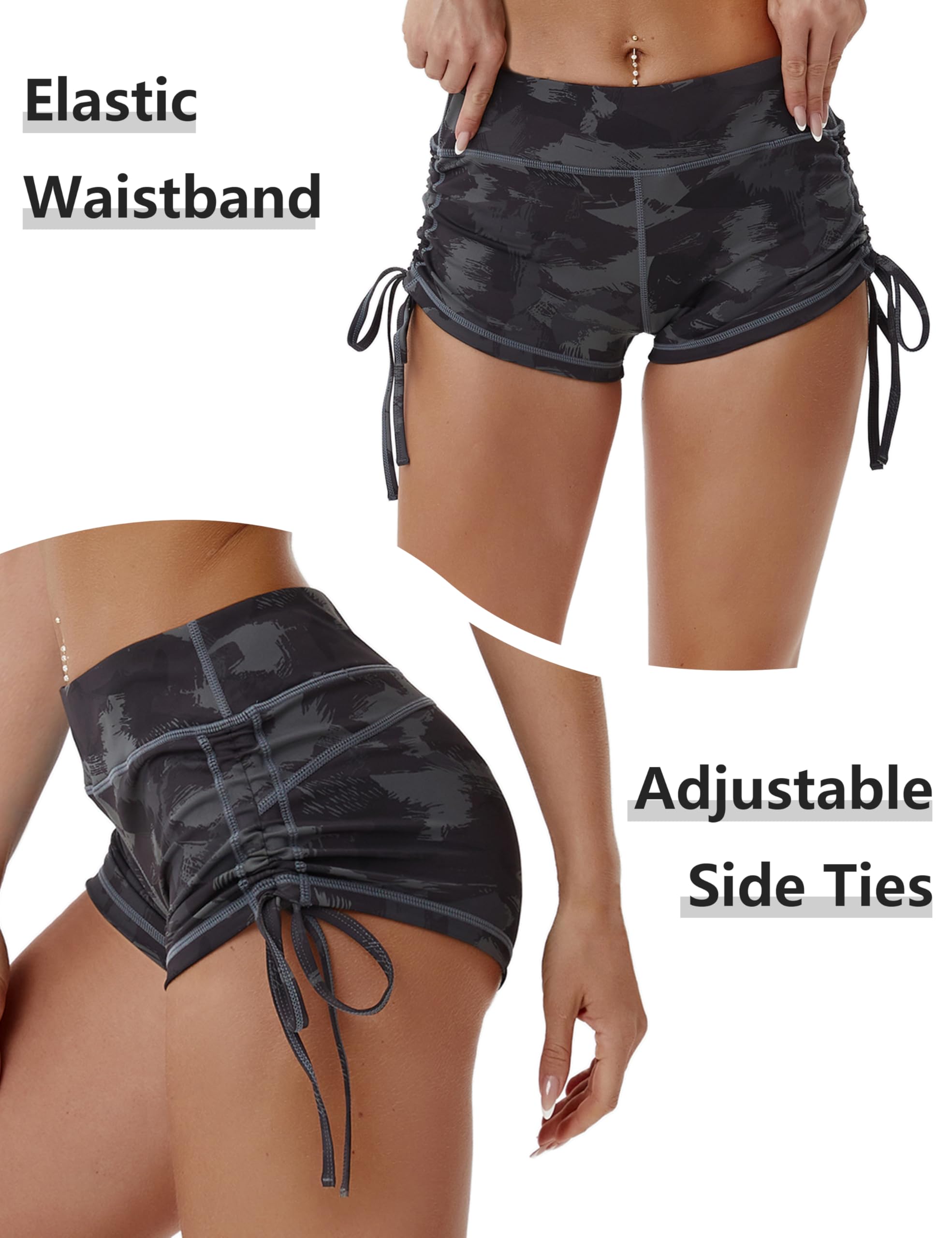 BUBBLELIME Women's High Waisted Yoga Shorts - Sexy Booty Workout Shorts with Adjustable Side Ties, Tummy Control & Moisture Wicking - Perfect for Running, Fitness & Gym Training