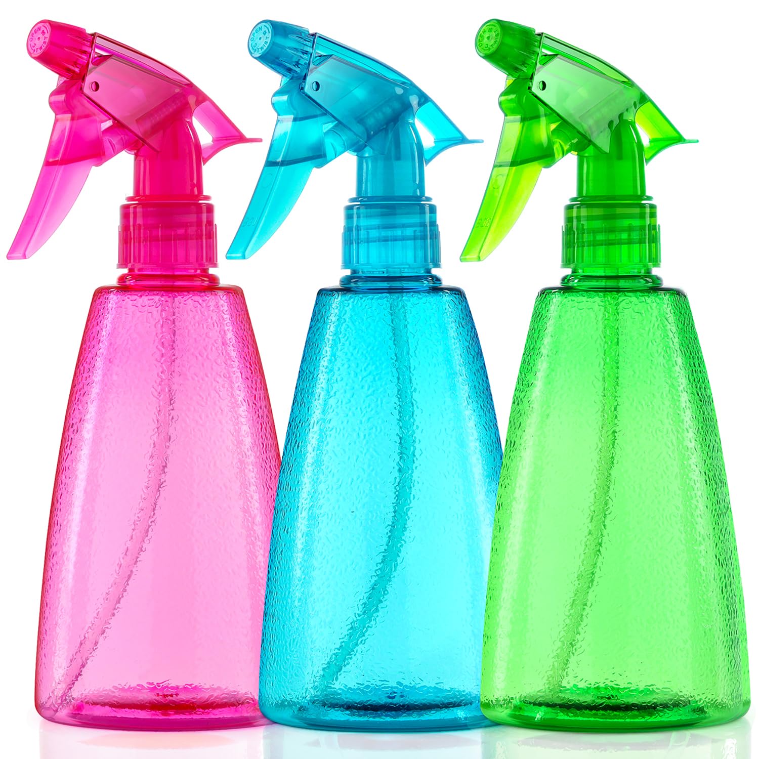 3-Pack 16oz Spray Bottles - Mist & Stream Nozzle - Leak Proof Plastic Water Sprayer for Hair Care, Essential Oils, Plant Misting, Cleaning Solutions, BBQ Grilling & Pet Training - Perfect for Home, Salon & Garden Use