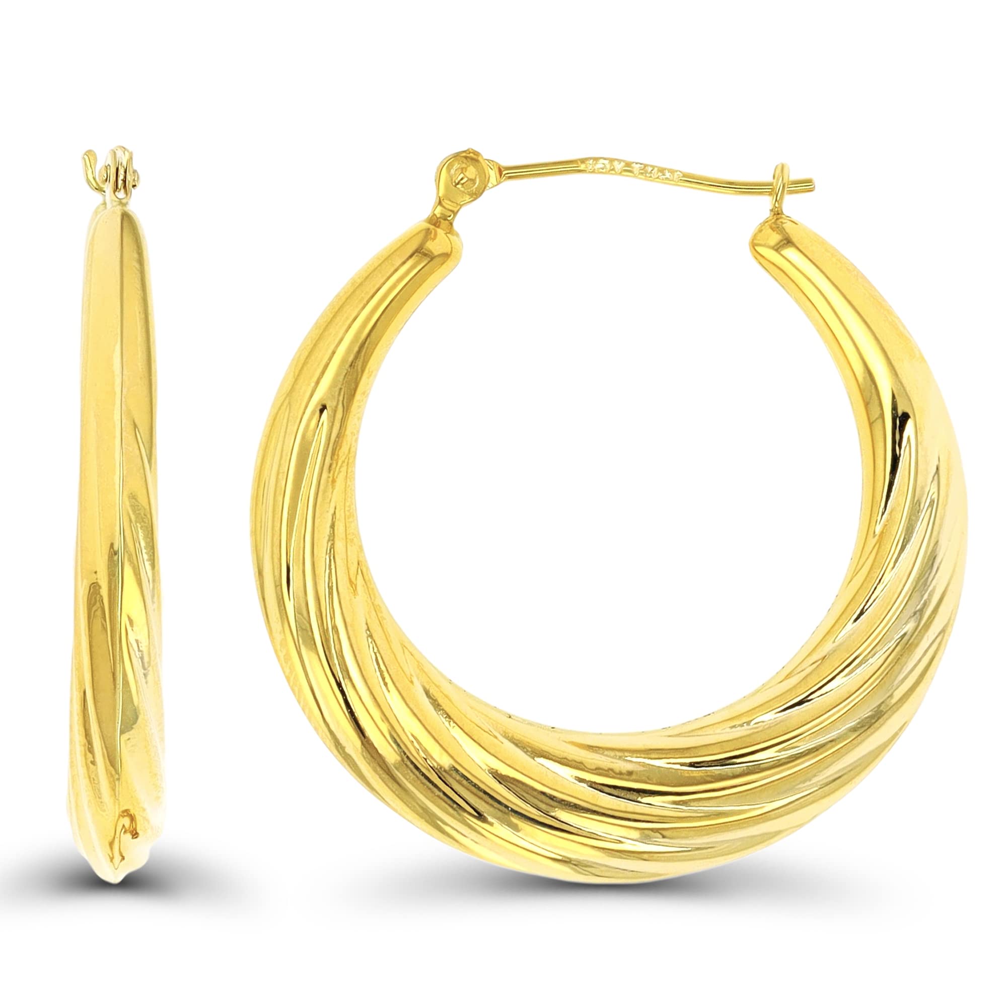 14K Solid Gold Thick Round Hoop Earrings for Women - Hypoallergenic Hinged Clasp (3mm-4.5mm Sizes) | Sensitive Ears Friendly | Perfect for Everyday Wear, Date Nights & Special Occasions