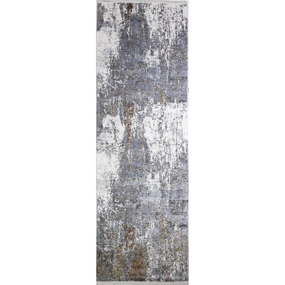 Bashian Collection Luxury Power Loom Viscose & Polyester Area Rug - 2.6’ x 8’ Ivory/Rust Runner Rug for Entryway, Living Room, Bedroom - Soft & Durable Home Decor for Modern Interior Design