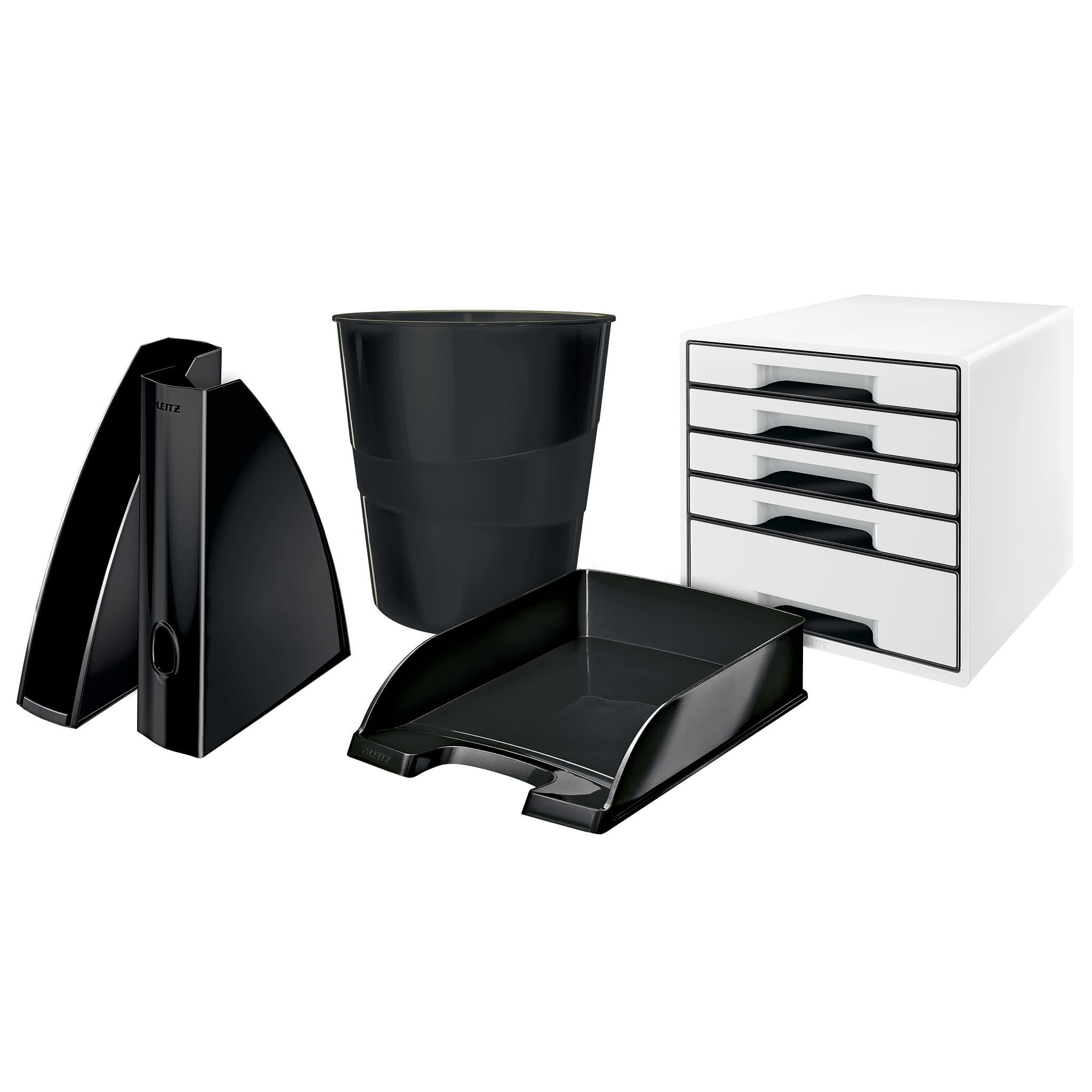 Leitz 15 Liter Black Plastic Waste Bin - Modern Trash Can for Home, Office & Kitchen - Durable & Stylish Garbage Bin for Waste Disposal & Recycling