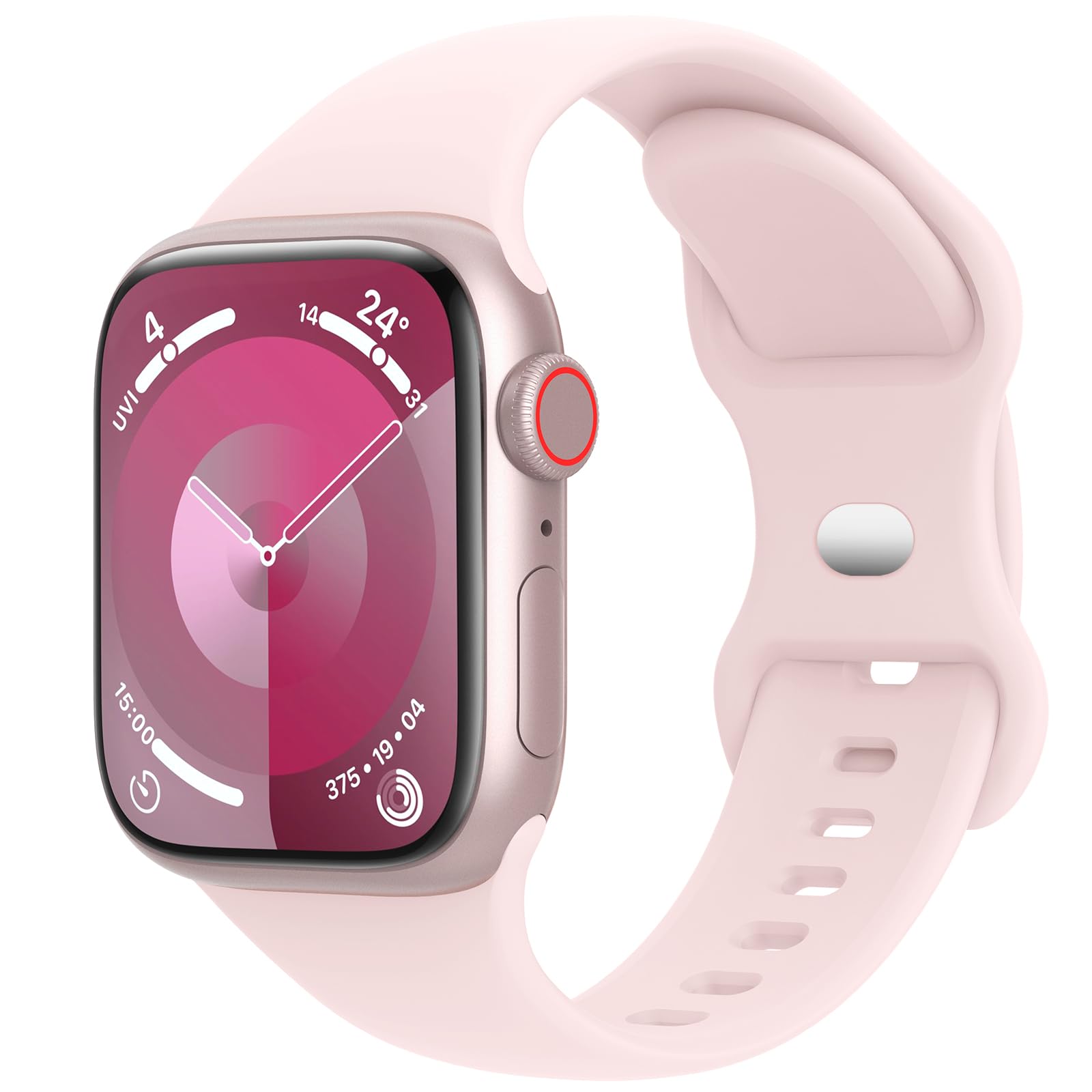 Premium Soft Silicone Sport Band for Apple Watch Series 10/9/8/7/6/5/4/3/2/1/SE/Ultra - Compatible with 38mm/40mm/41mm/42mm/44mm/45mm/49mm - Pink Sand Color - Perfect for Running, Gym Workouts & Everyday Wear