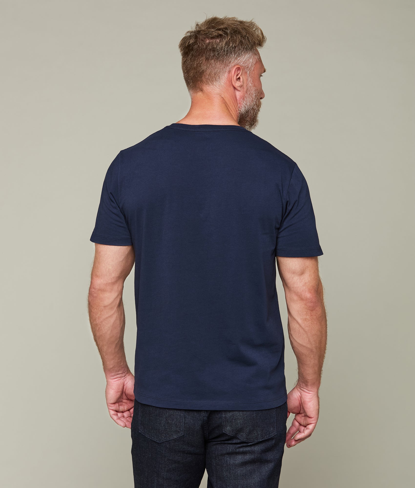 Lucchese Men's Navy Blue Crew Neck T-Shirt | Soft Cotton Casual Tee for Everyday Wear | Perfect for Work, Outings, and Relaxing at Home