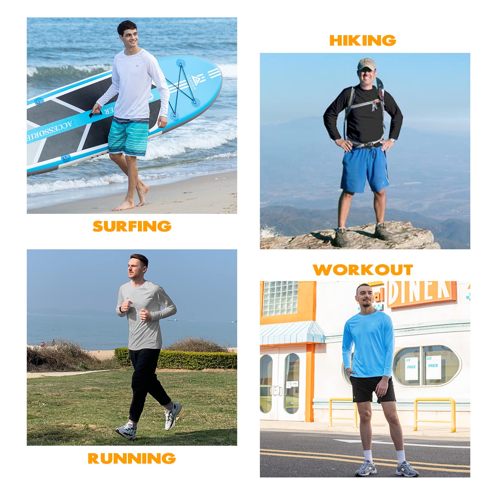 NAVISKIN Men's Rash Guard Shirts UPF 50+ UV Sun Protection - Long Sleeve Swim Shirts for Men - Lightweight Quick Dry Surfing Shirt for Swimming, Beach, Diving & Water Sports