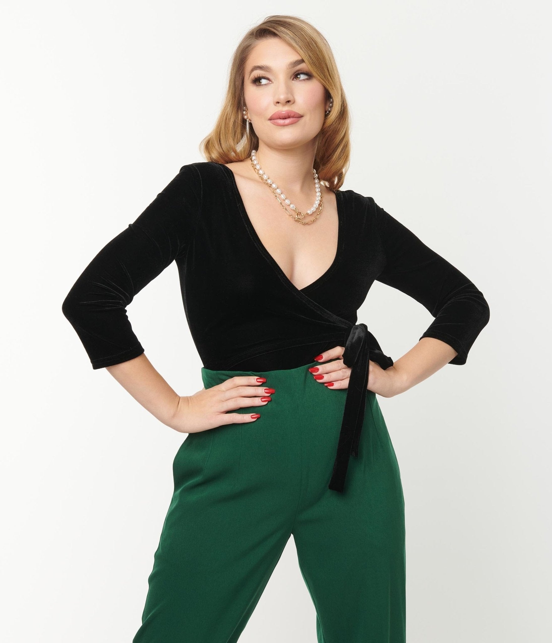 Unique Vintage 1970s Black Velvet Surplice Bodysuit | Retro 70s Style Jumpsuit for Women | Perfect for Halloween Costume, Themed Parties & Vintage Fashion Lovers