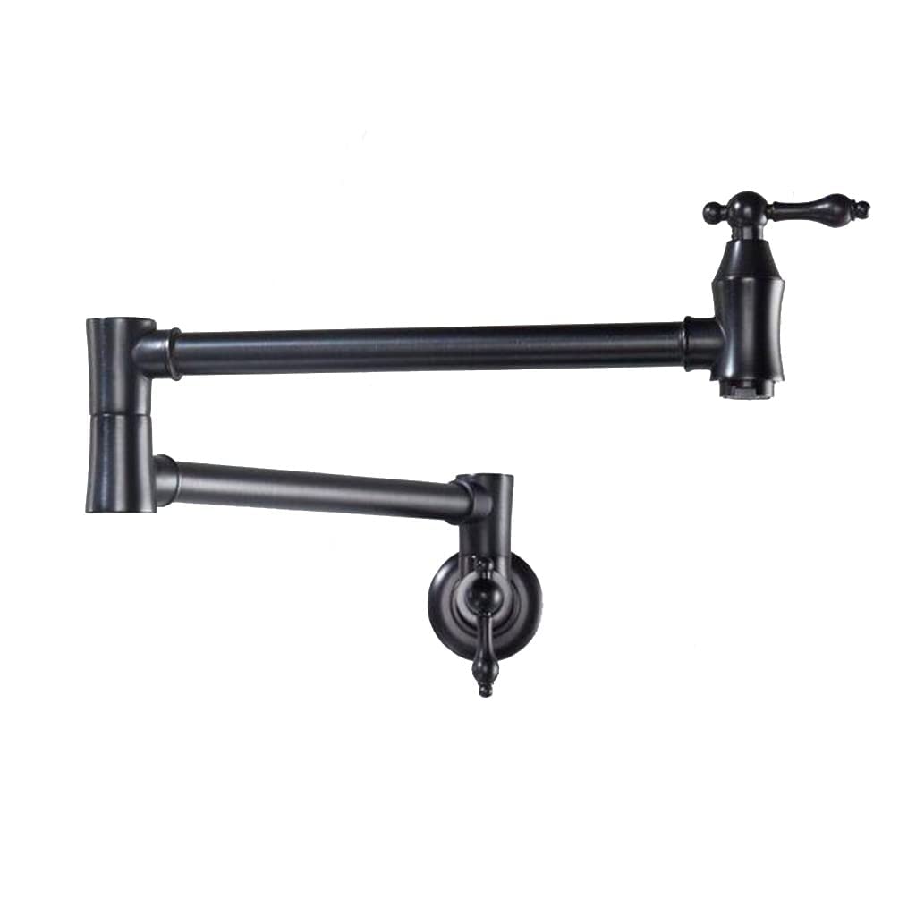 Wall-Mounted Sink Folding Faucet - Double-Joint Swing Arm with Extended Outlet, 2 Closing Handles, Single Cold Water Kitchen Faucet for Small Spaces & RVs | Style 4