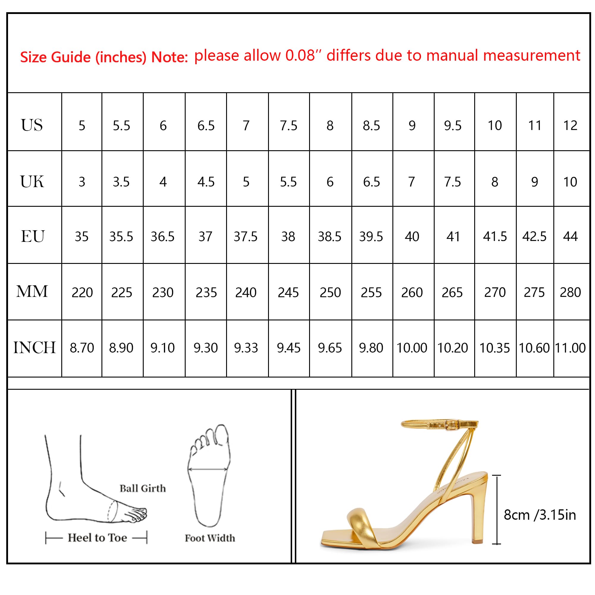 Modatope Women's Square Toe Strappy High Heel Sandals with Ankle Strap - Comfortable Dress Shoes for Party, Wedding, Office & Daily Wear