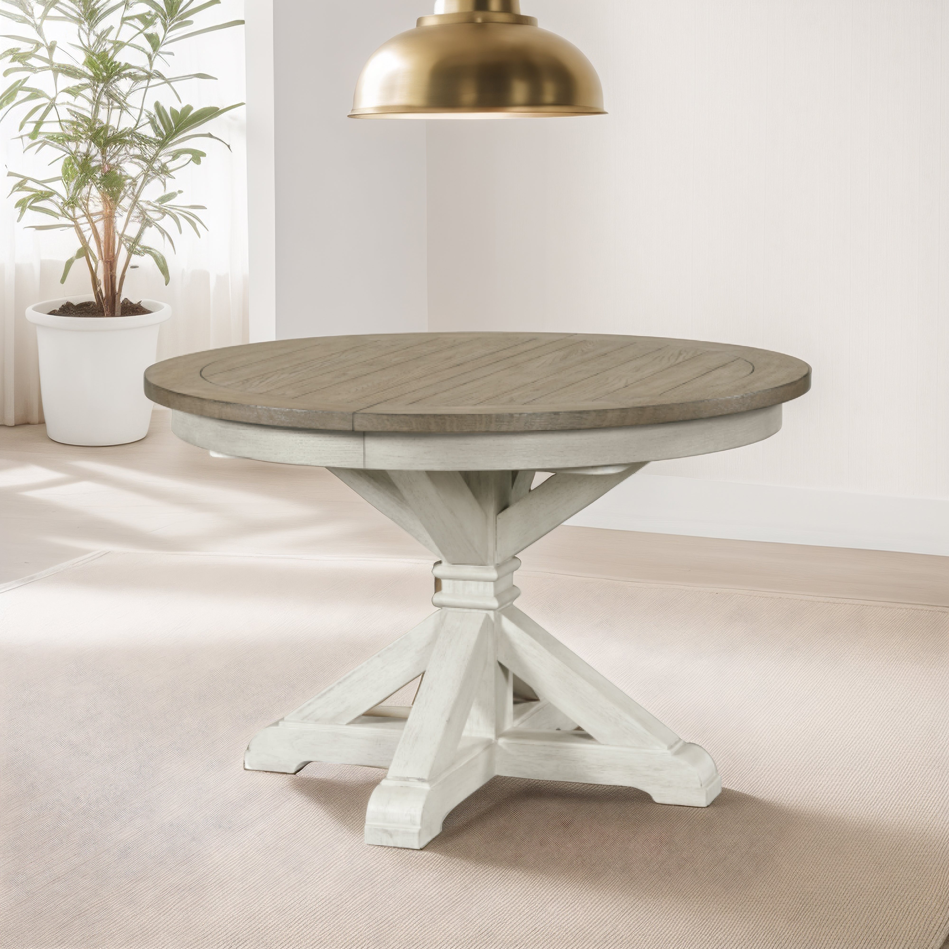 Roundhill Furniture Harola Round Pedestal Dining Table with 18