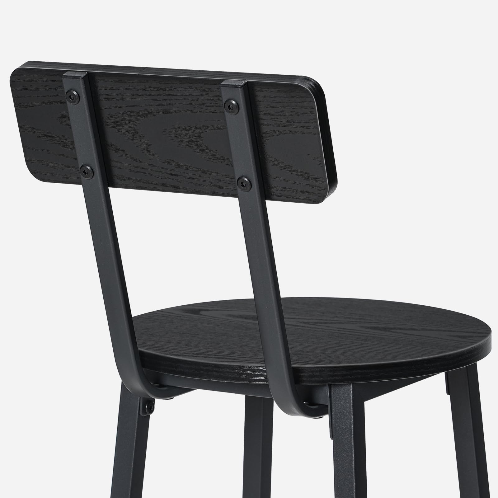 2-Pack Black Bar Stools with Back & Footrest - 24.4 Inch Round Counter Height Stools for Kitchen, Dining Room & Home Bar - Perfect for Breakfast Nooks, Pub Tables & Entertainment Areas