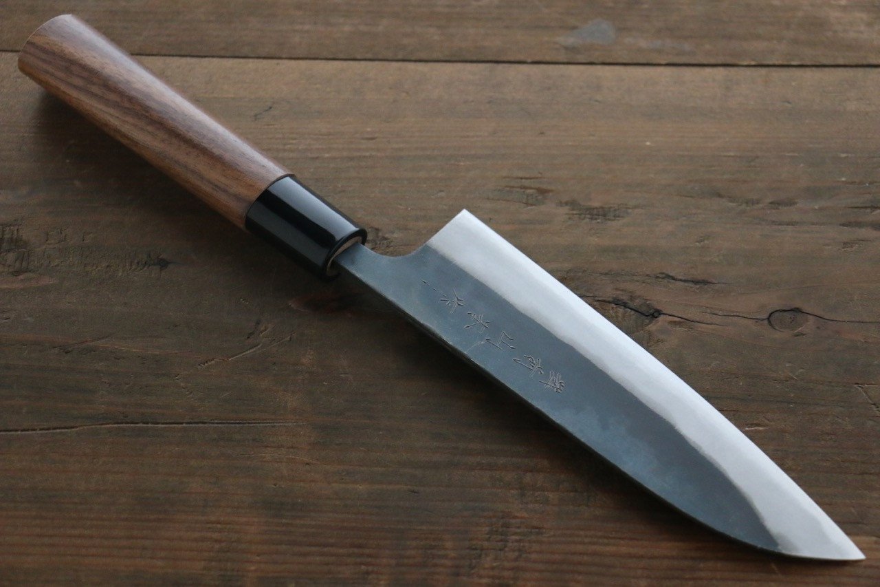 Premium Nao Yamamoto Blue Steel No.2 Kurouchi Santoku Knife 165mm - Japanese Kitchen Knife for Professional Chefs & Home Cooking, Perfect for Slicing, Dicing & Chopping Vegetables, Meat & Fish