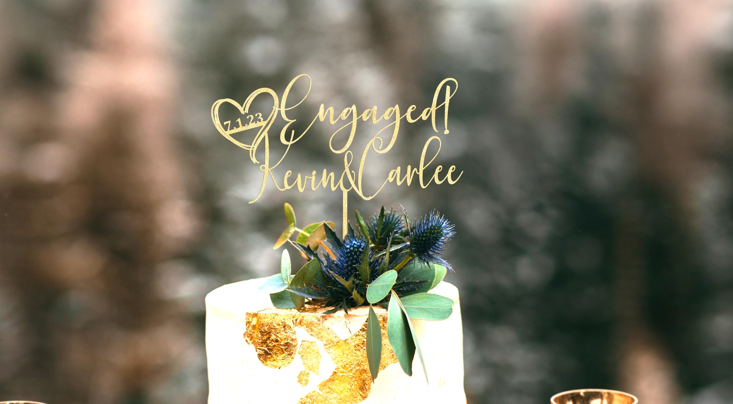 Rustic Engagement Cake Topper - 'We're Engaged' Wedding Cake Decor for Bridal Showers & Engagement Parties | Perfect for DIY Wedding Cakes, Anniversary Celebrations & Romantic Proposals