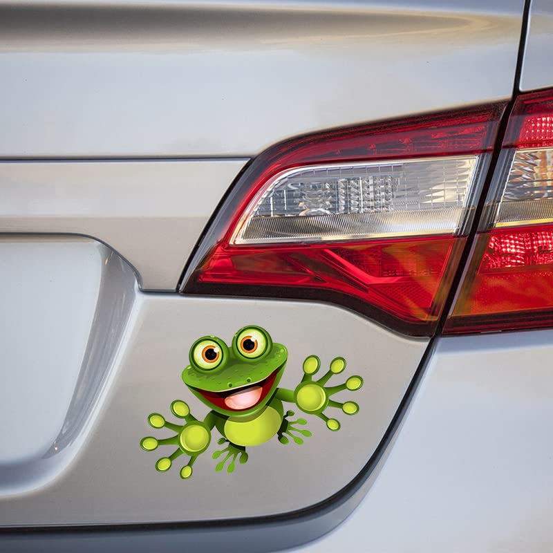 EARLFAMILY 5.1'' Frog Cartoon Car Stickers - Waterproof Vinyl Decals for Cars, Motorcycles, RV, Van - JDM Style Cartoon Decor for Windows, Bumpers & Laptops - Fun Gecko Design for Kids & Car Enthusiasts