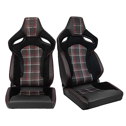 New Version - Black + Red Plaid - Pair