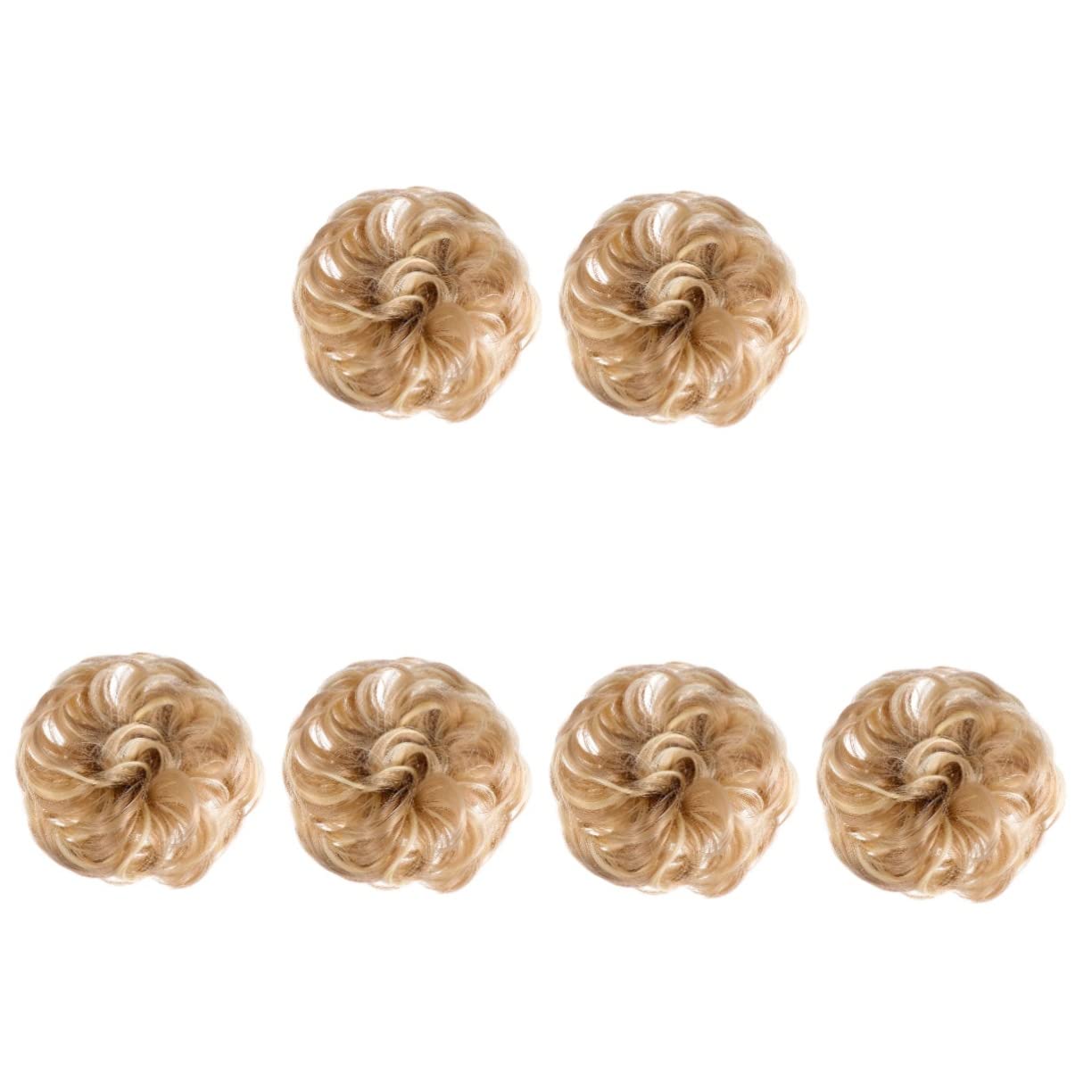 Lurrose 6-Piece Women's Wig Bun Hair Extensions Set - Curly Messy Bun Scrunchies & Human Hair Chignon Pieces for Daily Styling, Parties & Special Occasions