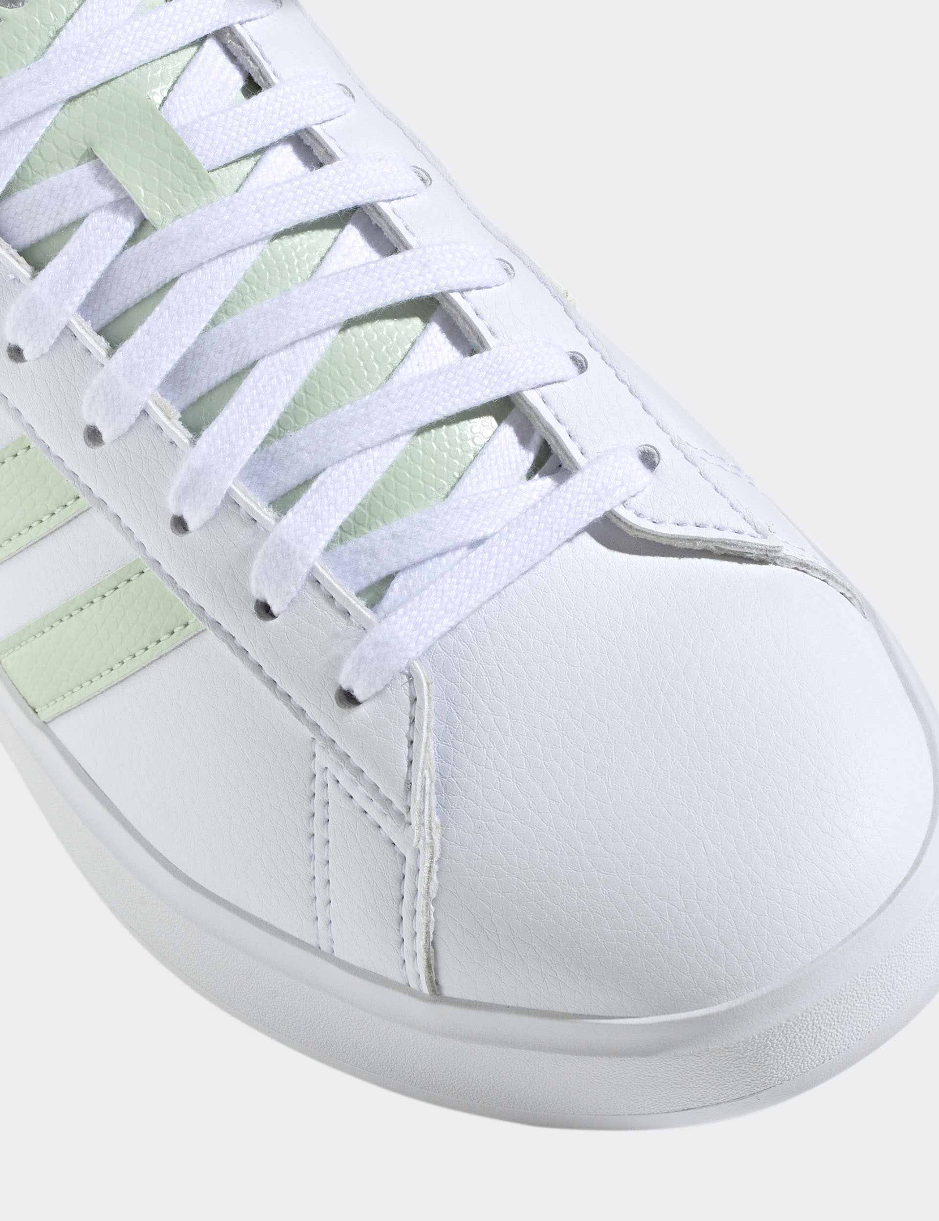 Adidas Grand Court 2.0 Sneakers - Cloud White/Linen Green/Matte Silver - Comfortable Casual Shoes for Men & Women | Perfect for Walking, Gym & Everyday Wear