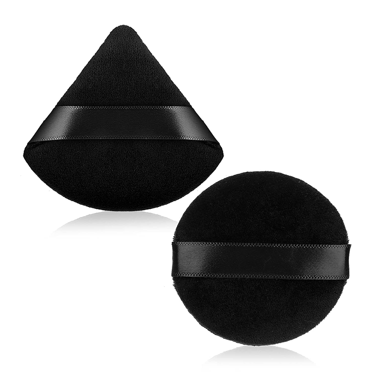 COSLUXE 2-Piece Powder Puff Set - Triangle & Round Makeup Sponges for Foundation, Loose Powder | Washable, Reusable & Ultra Soft | Perfect for Face & Body Makeup Application (Wet/Dry Use) - Ideal for Daily Makeup, Travel & Professional Makeup Artists