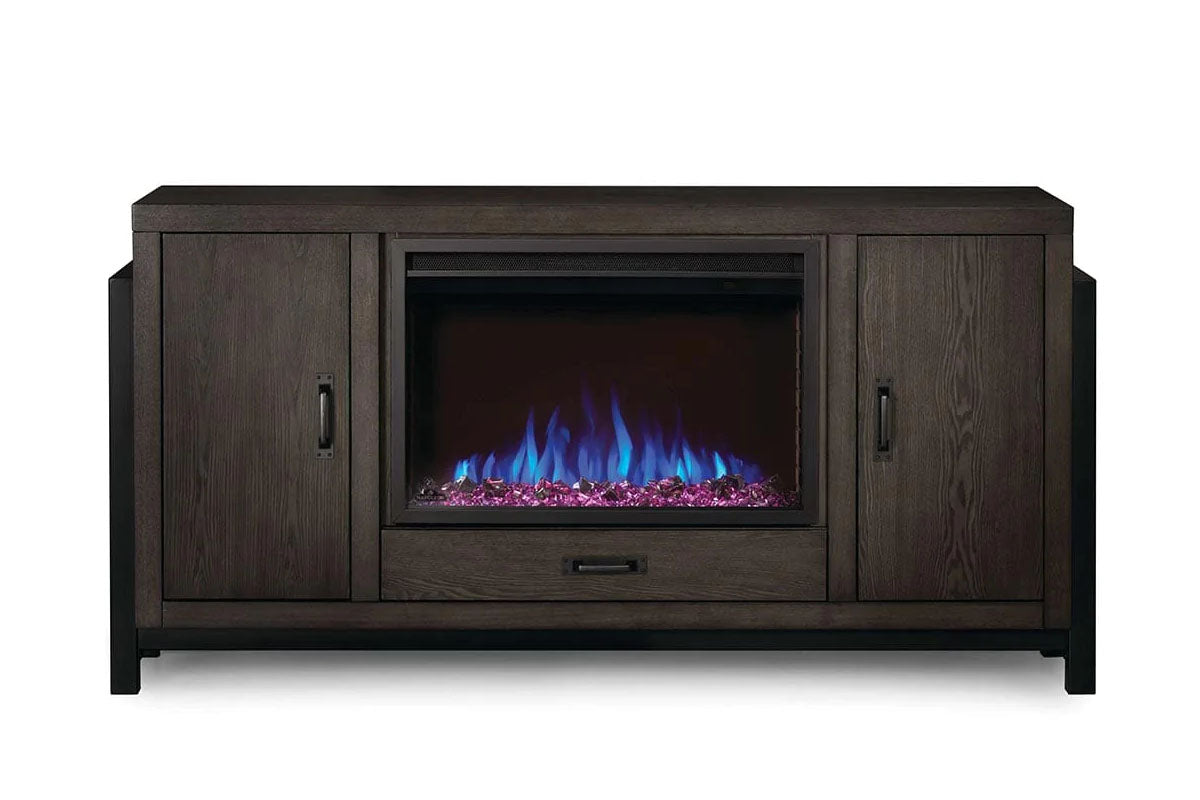 Napoleon Franklin 30'' Oak Media Console with Electric Firebox - Perfect for Living Room Home Theater & Cozy Fireplace Ambience