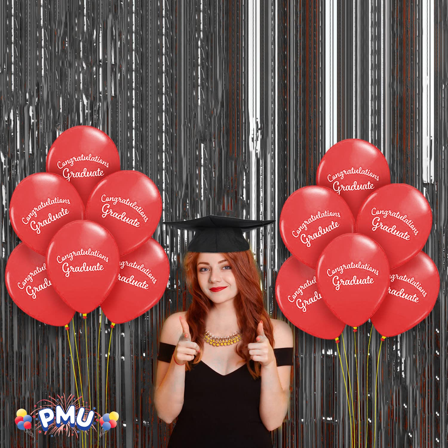 Premium Red Congrats Graduation Script Balloons - 25 Latex Balloons for Graduation Party Decorations | PMU Graduation Supplies | Perfect for Graduation Ceremonies, Parties & Photo Backdrops
