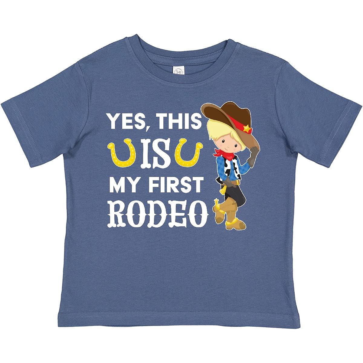 Inktastic 'Yes, This is My First Rodeo' Cowboy Print Toddler T-Shirt - Cute Western Outfit for Boys & Girls | Perfect for Rodeo Events, Western Parties & Cowboy-Themed Photos
