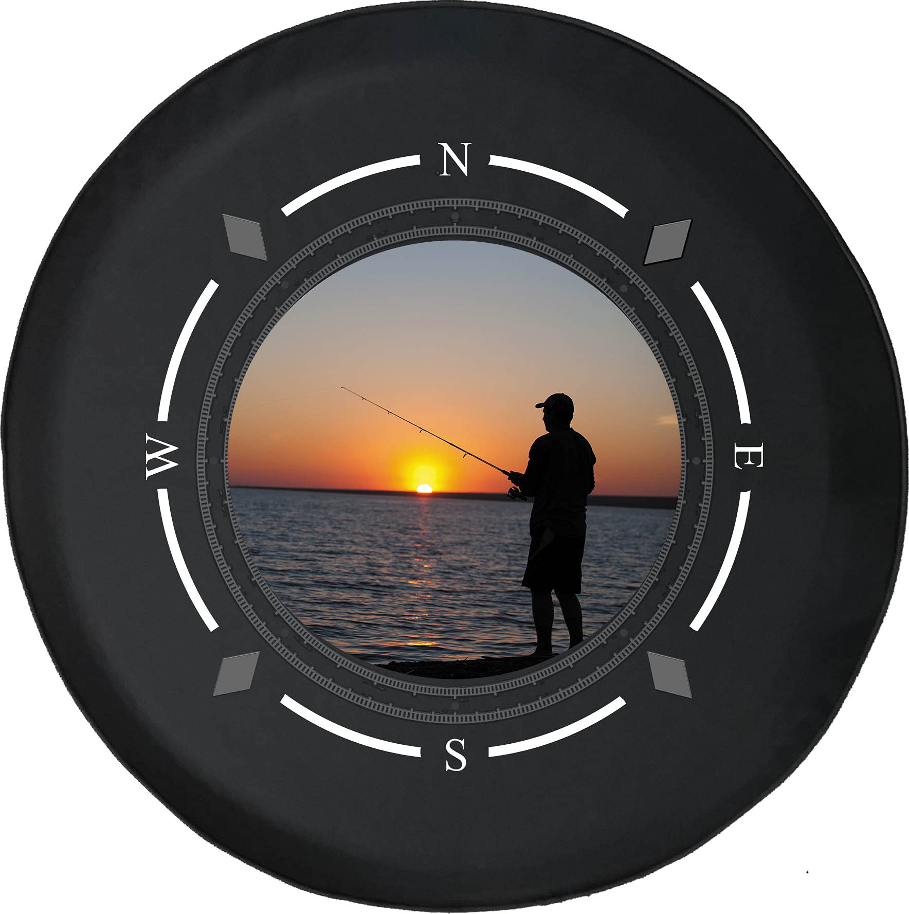 American Unlimited Spare Tire Cover with Compass Design - Early Morning Sunrise Pattern for SUV, Trailer & RV Accessories | Durable Wheel Cover Fits Most Vehicles | Perfect for Camping, Road Trips & Outdoor Adventures
