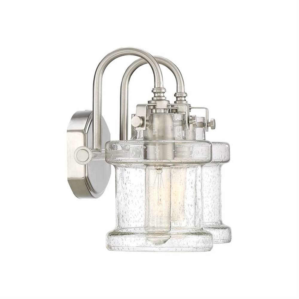 2-Light Brushed Nickel Transitional Vanity Light Fixture - Modern Bathroom Lighting for Mirror & Sink Area - Perfect for Bathroom, Powder Room & Dressing Room Makeup Station