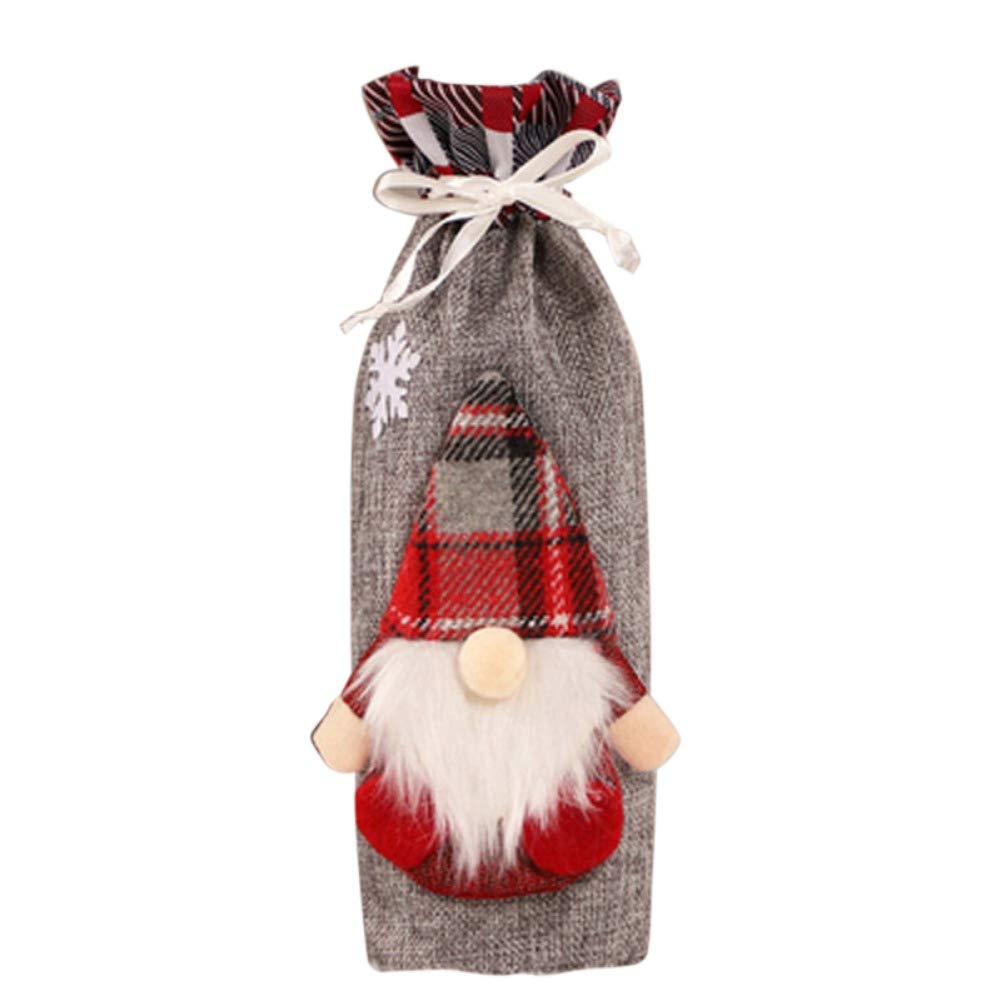 Naiyly Christmas Wine Bottle Covers - Decorative Drawstring Wine Bags for Gifts, Party Favors & Holiday Dining Table Decor - Perfect for Christmas Parties, Home Decor & Wine Gift Giving