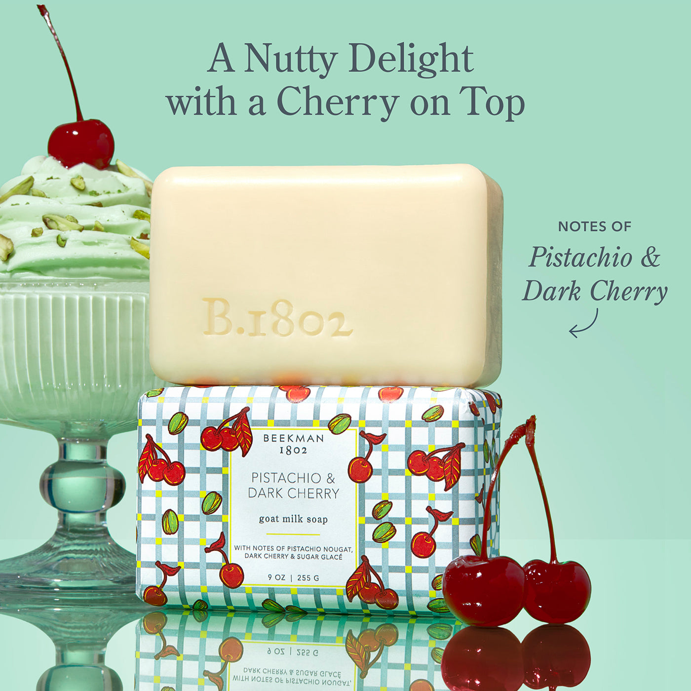 Organic Pistachio & Dark Cherry Goat Milk Soap - Natural Moisturizing Bar for Dry & Sensitive Skin - Perfect for Daily Face & Body Cleansing, Spa & Gift Giving