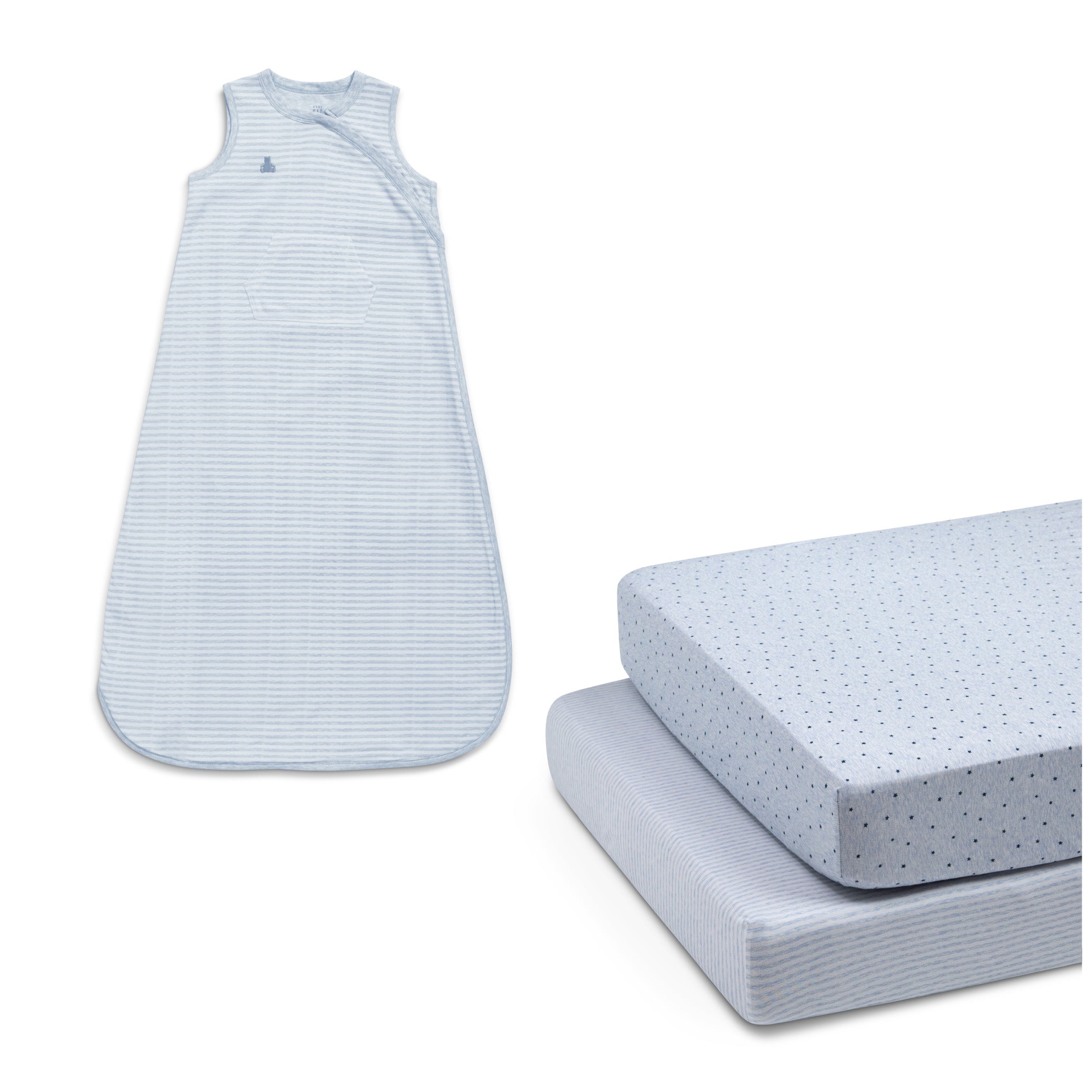 3 Piece Baby Bedding Set & Sleep Sack Bundle - Soft Cotton Crib Sheets & Swaddle for Newborns - Perfect for Nursery, Daycare & Travel
