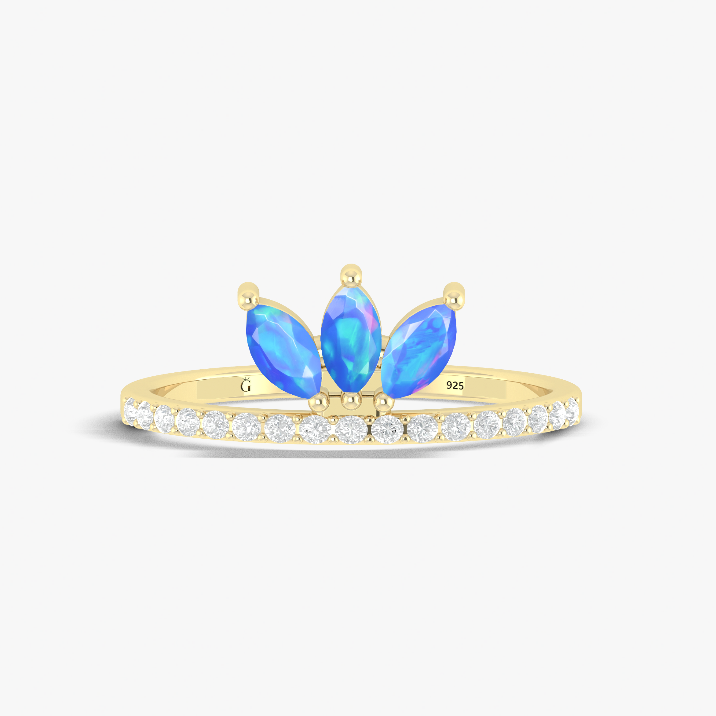 3 Marquise Blue Fire Ethiopian Opal Wedding Ring – Elegant Engagement & Bridal Jewelry for Women