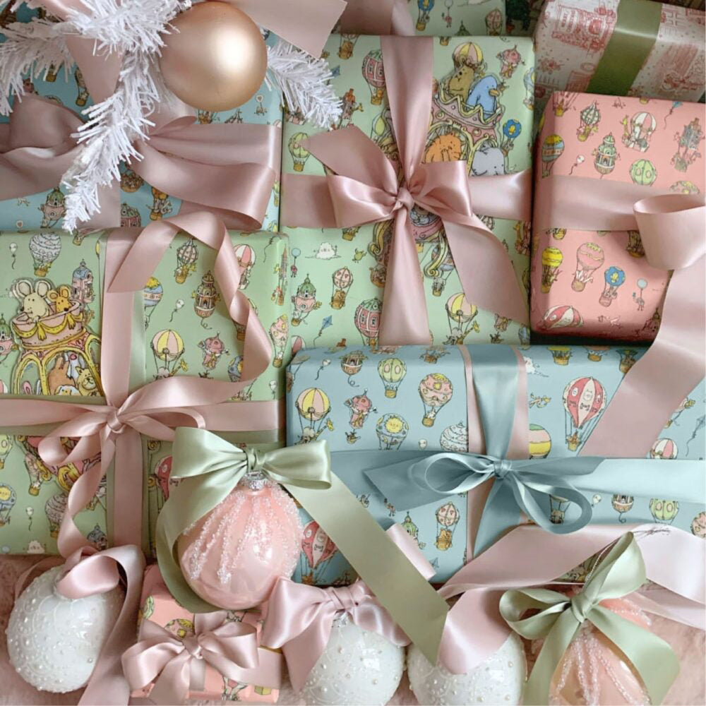 Atelier Choux Premium Green Wrapping Paper - Eco-Friendly Gift Wrap for Baby Showers, Birthdays & Special Occasions